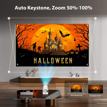 1x HY300 Pro Mini Portable Projector with Android 11.0 OS, 4K/1080P Smart Projector, Built-in Speakers, 180° Screen Rotation, Compatible with Netflix/YouTube/Hulu, Plug & Play Home Theater Projector for PC/Laptop-Free Movies